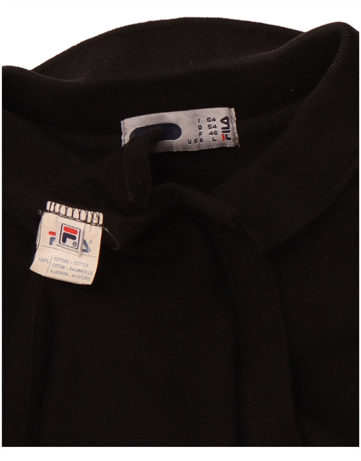 FILA Mens Polo Shirt Large Black Cotton