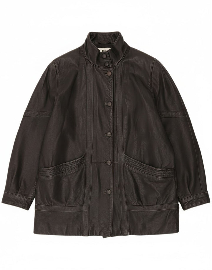 Vintage ženska prevelika kožna jakna EU 46 XL crna koža