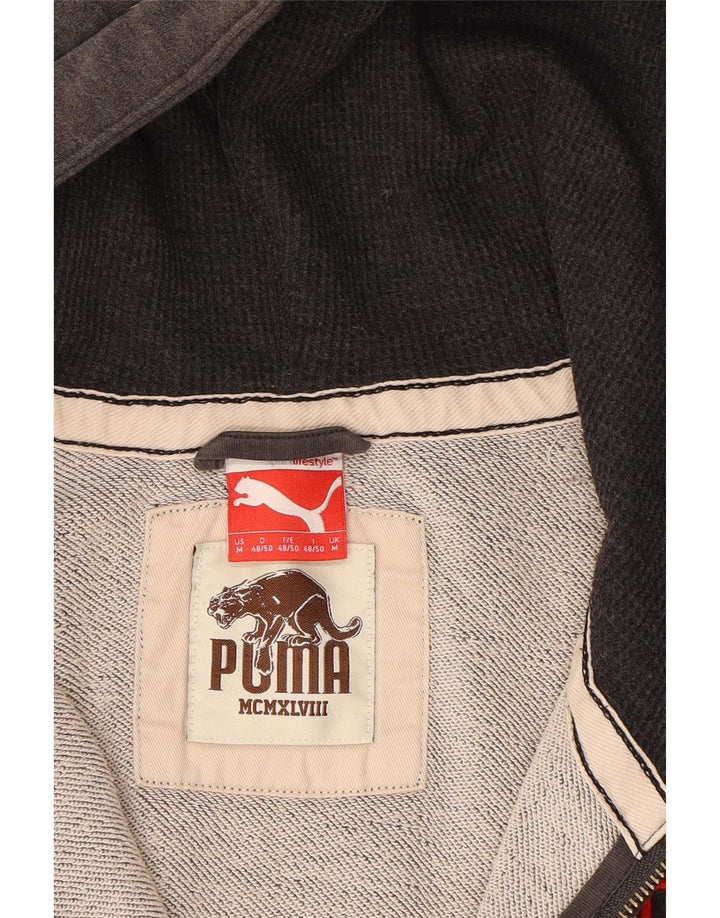 PUMA Mens Graphic Zip Hoodie Sweater Medium Grey