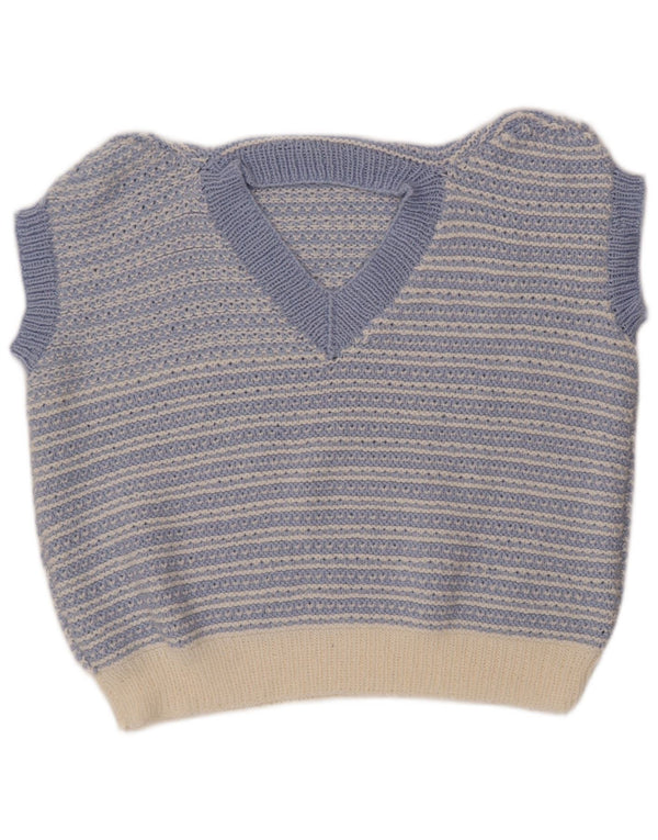 VINTAGE ženski prsluk bez rukava UK 18 XL na plave pruge