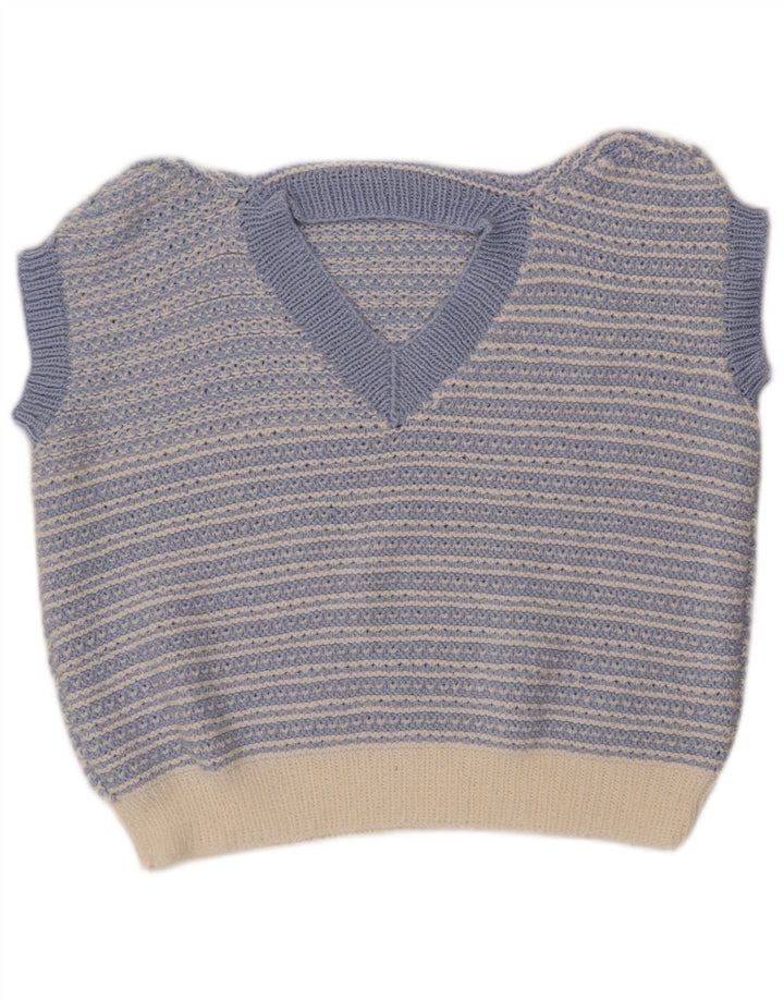 VINTAGE ženski prsluk bez rukava UK 18 XL na plave pruge