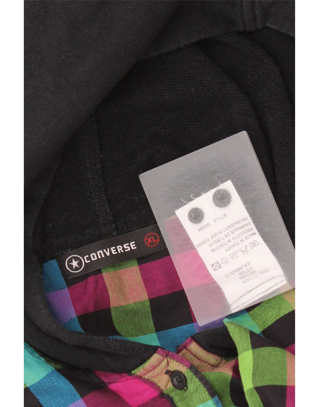 Converse ženska flanelska košulja s kapuljačom UK 18 XL šareni karirani pamuk