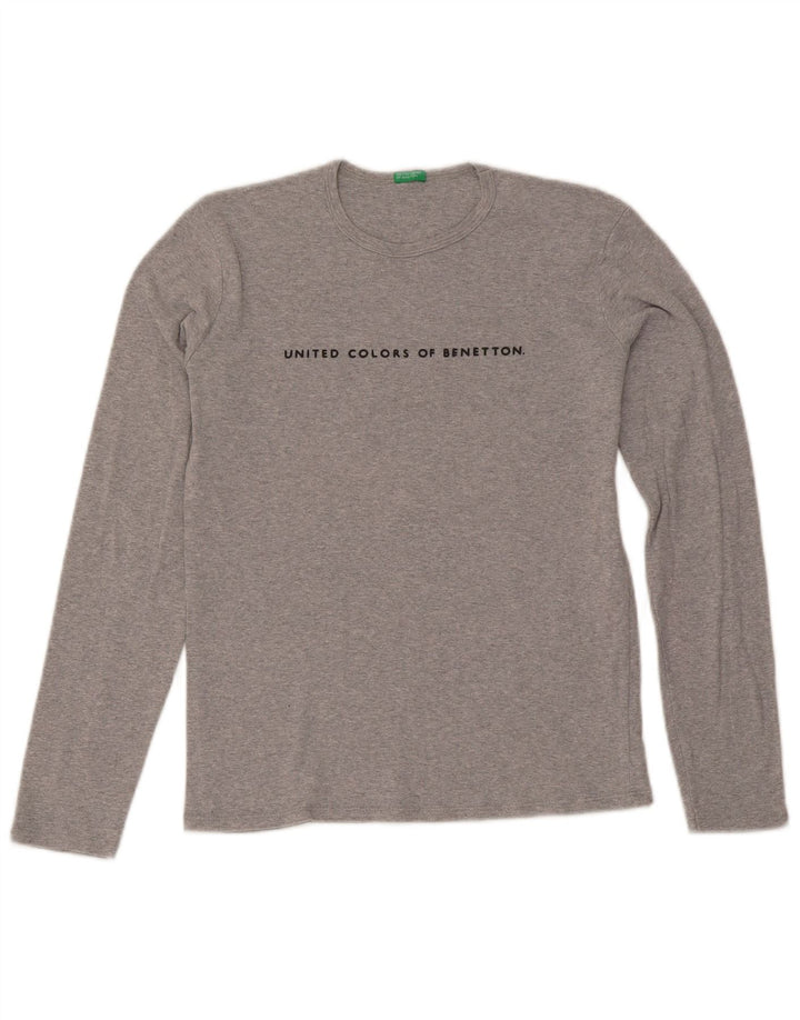 Benetton ženska majica dugih rukava s grafikom UK 12 srednje sive mrlje