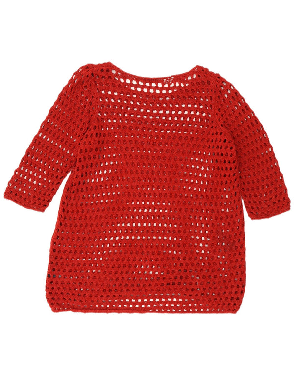 Ženska heklana džemper haljina 3/4 rukava UK 24 4XL crvena akril