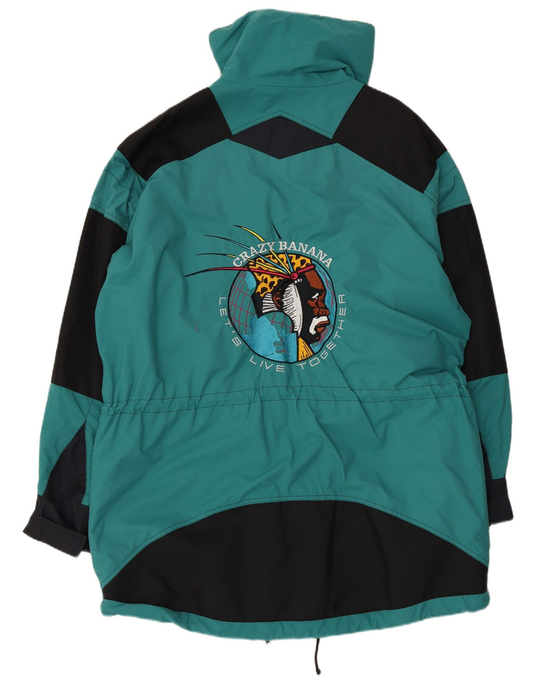 VINTAGE muška grafička vjetrovka kaput UK 40 veliki blok zelene boje