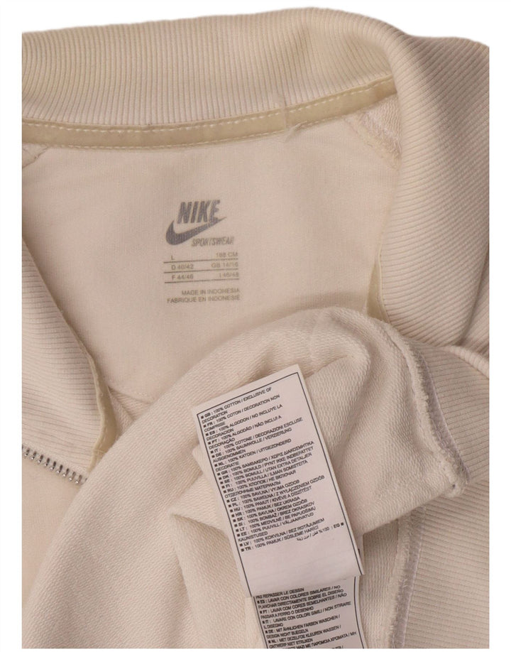 NIKE Womens Tracksuit Top Jacket UK 14/16 Large White Cotton
