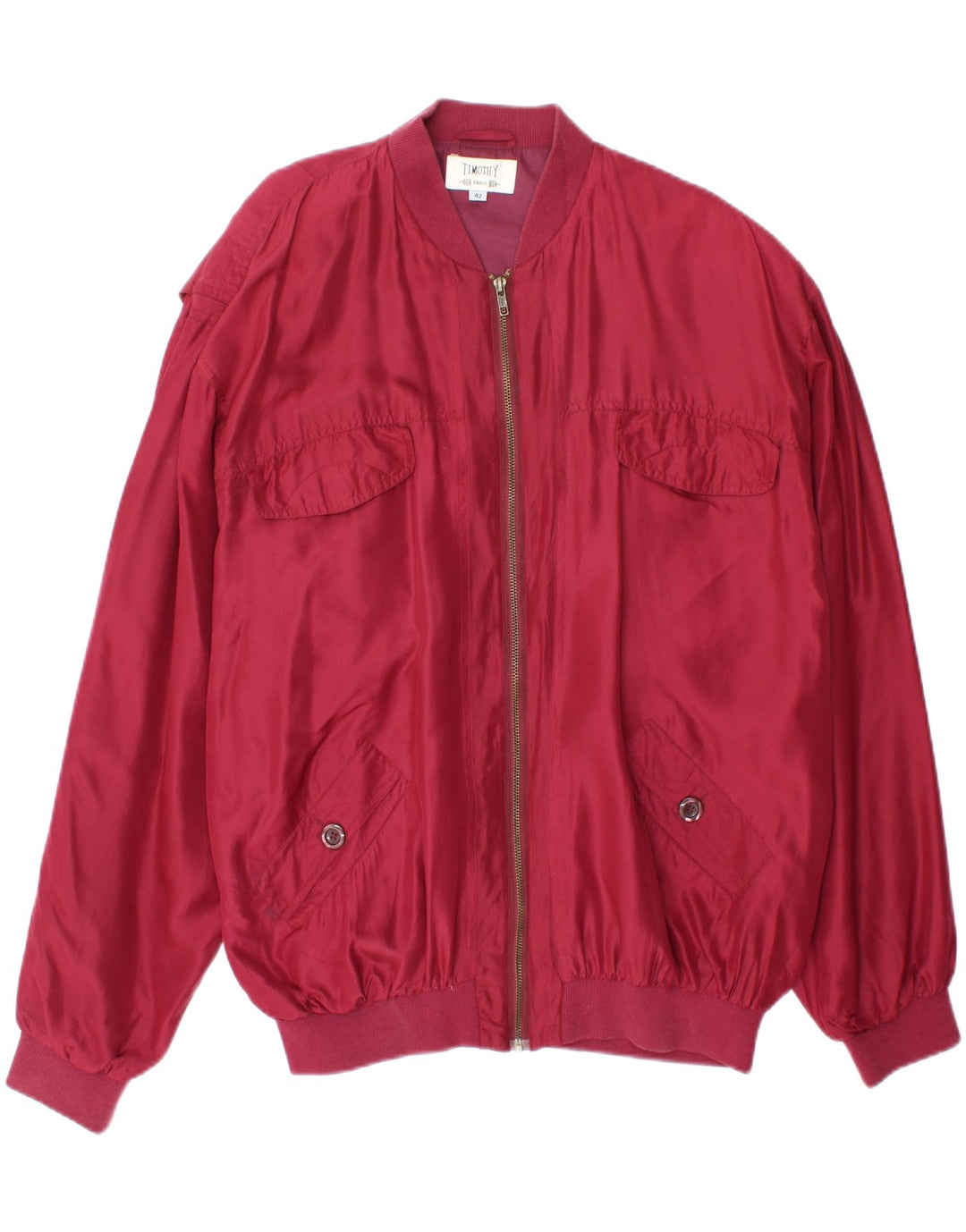 TIMOTHY Mens Paris Bomber Jacket UK 42 XL Burgundy Vintage Timothy and Second-Hand Timothy from Messina Hembry 
