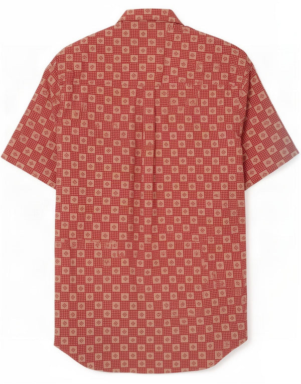 Green Leaves muška košulja kratkih rukava Medium Red Geometric Cotton