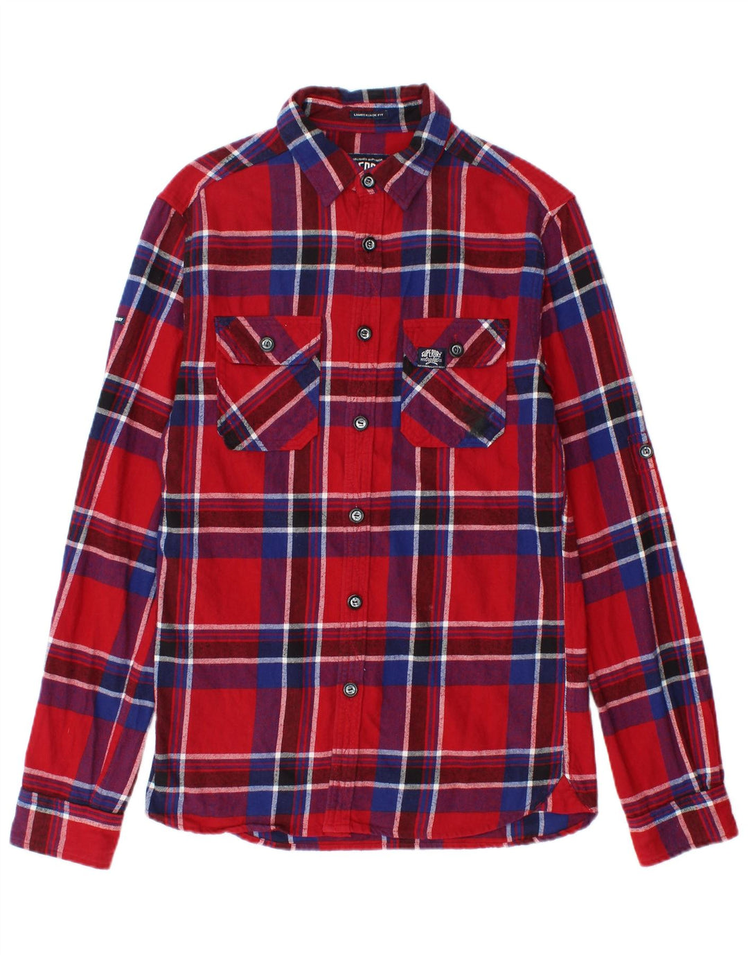 Superdry muška flanelska košulja, mali crveni karirani pamuk