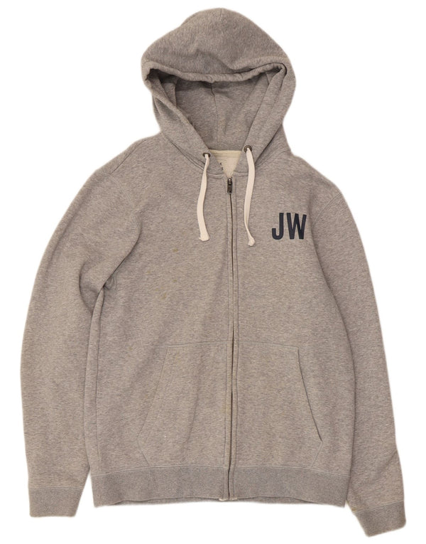 Jack Wills Mens Graphic Zip Hoodie Sweater Large Grey Cotton