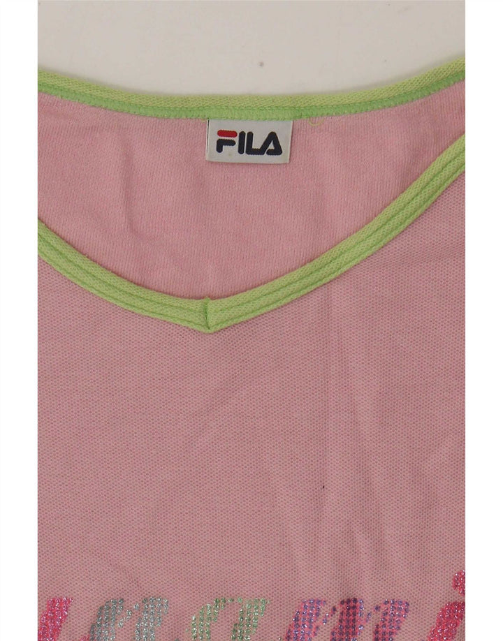 Ženska majica dugih rukava Fila Graphic UK 14 srednje ružičasta