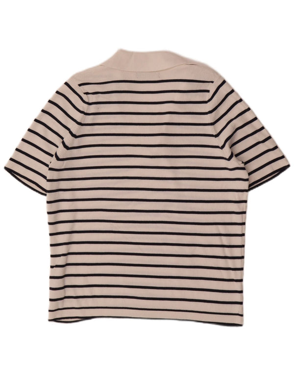 Marks & Spencer ženska polo majica UK 18 XL bijeli pamuk na pruge