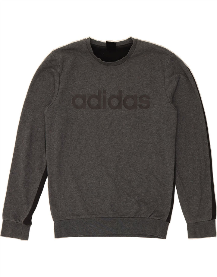 ADIDAS Mens Graphic Sweatshirt Jumper Small Grey Colourblock Cotton Vintage Adidas and Second-Hand Adidas from Messina Hembry 