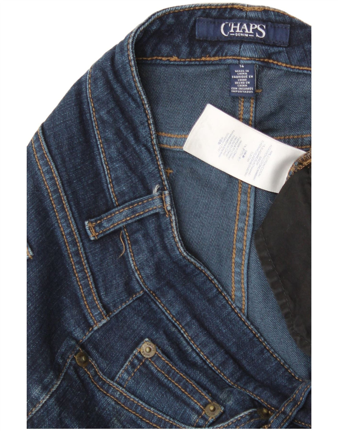 Chaps ženske ravne traperice US 14 XL W38 L31 plavi pamuk