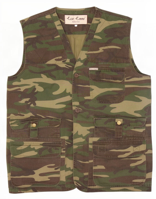 ESSE EMME Mens Utility Gilet IT 50 Large Green Camouflage Polyester