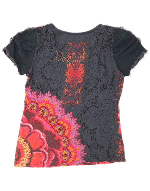 Desigual ženska majica kratkih rukava Rainbow Graphic UK 18 XL tamnoplava cvjetna