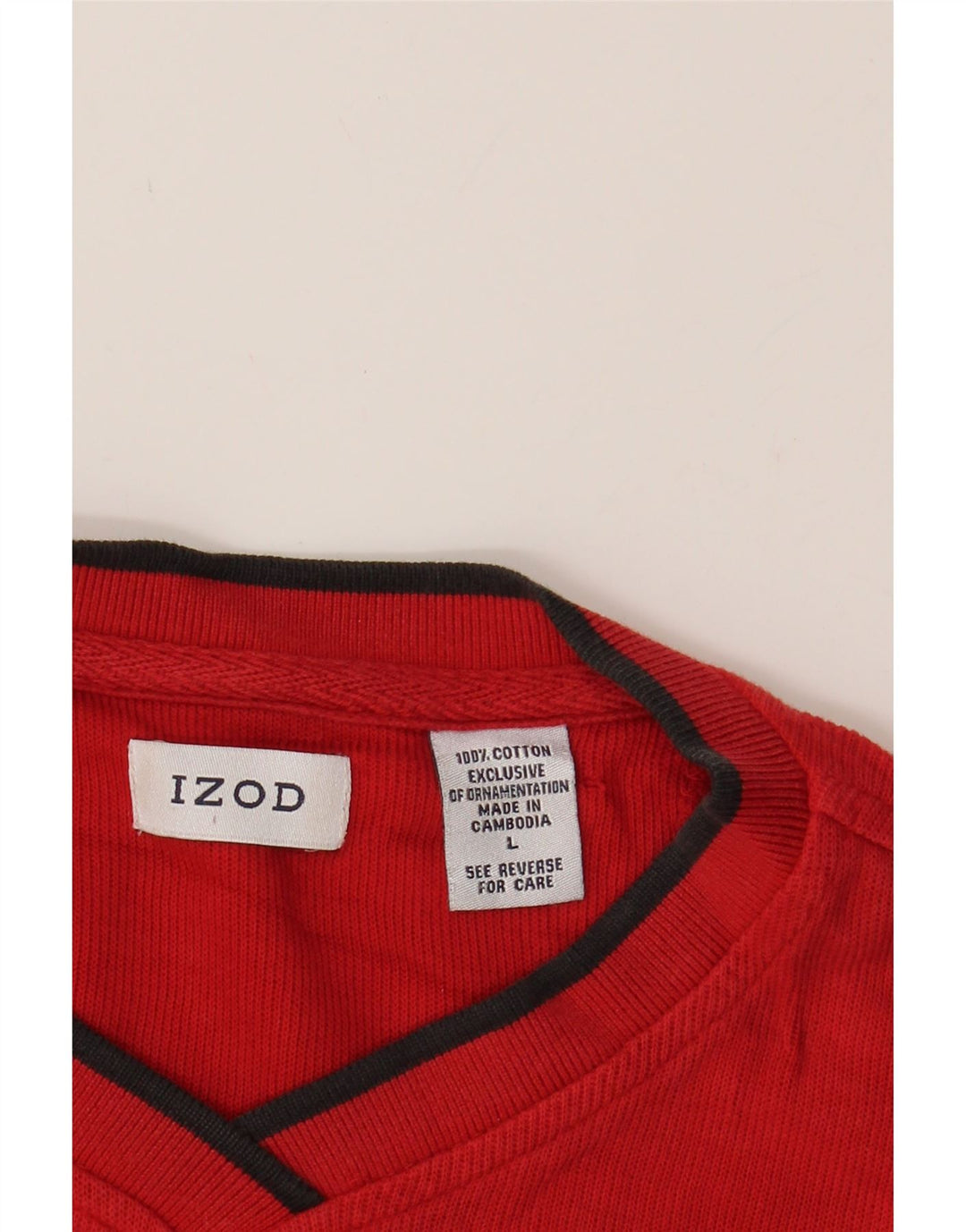 IZOD Mens V-Neck Jumper Sweater Large Red Cotton Vintage Izod and Second-Hand Izod from Messina Hembry 