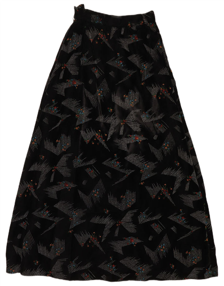 VINTAGE ženska maksi suknja visokog struka W24 XS crna cvjetna