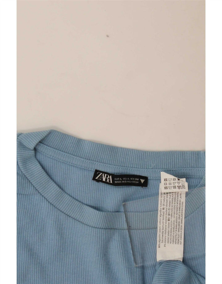Zara ženski gornji dio kratke bluze UK 14 Large Blue Cotton