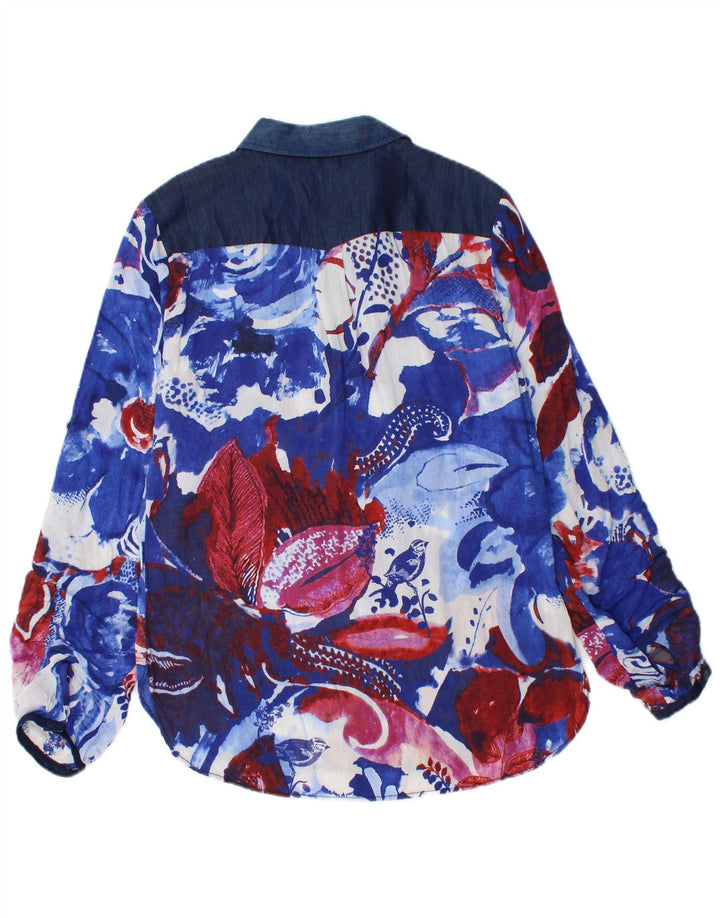 Desigual ženski pulover košulja bluza UK 10 mala plava cvjetna