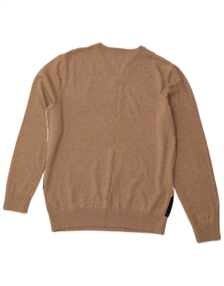 TOMMY HILFIGER Muški džemper s V-izrezom Srednje bež Argyle/Diamond