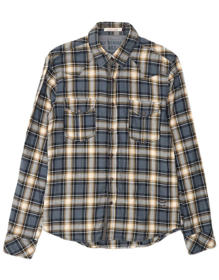 JACK & JONES Muška flanelska košulja Srednje plavi karirani pamuk