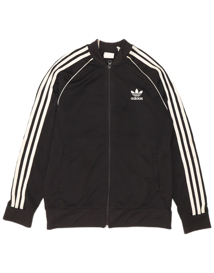 Gornja jakna od trenirke Adidas za dječake 12-13 godina, crni poliester