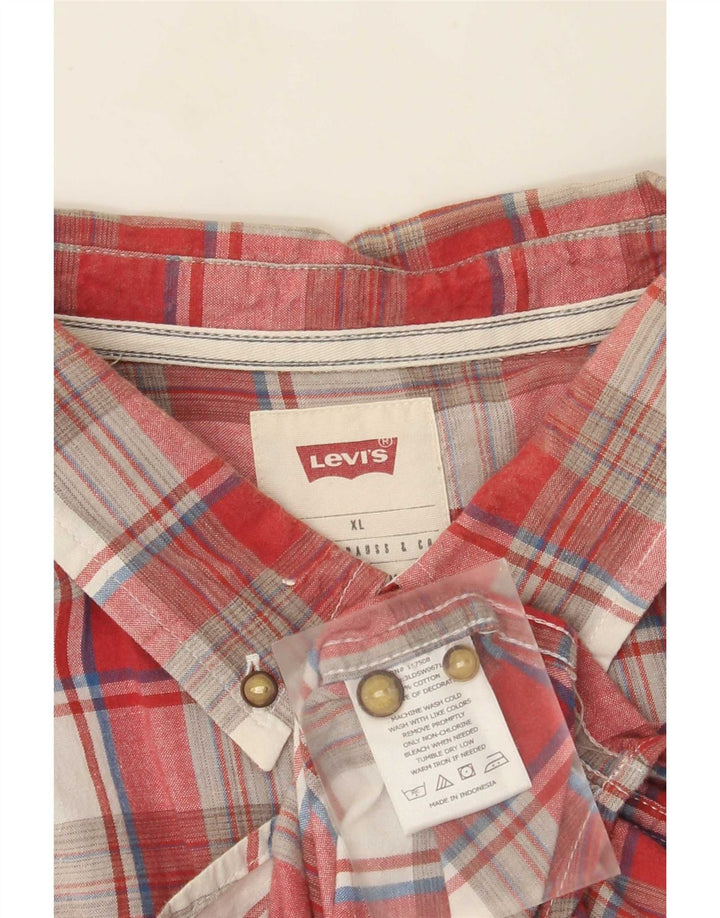 Levi's muška košulja kratkih rukava XL crveni karirani pamuk