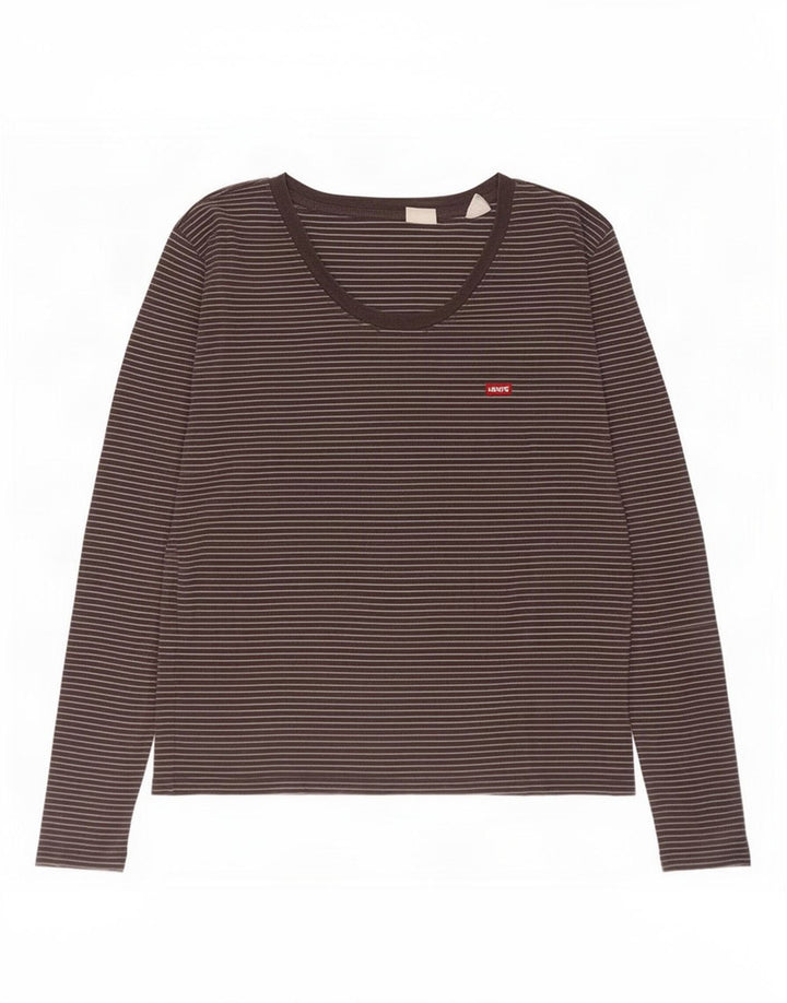 Levi's ženska majica dugih rukava UK 12 srednje crne pruge od pamuka