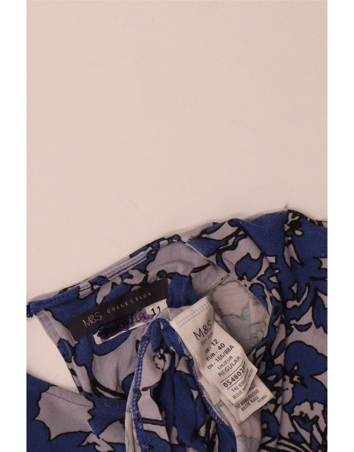 Marks & Spencer ženska duga haljina s 3/4 rukavima UK 12 srednje plava cvjetna