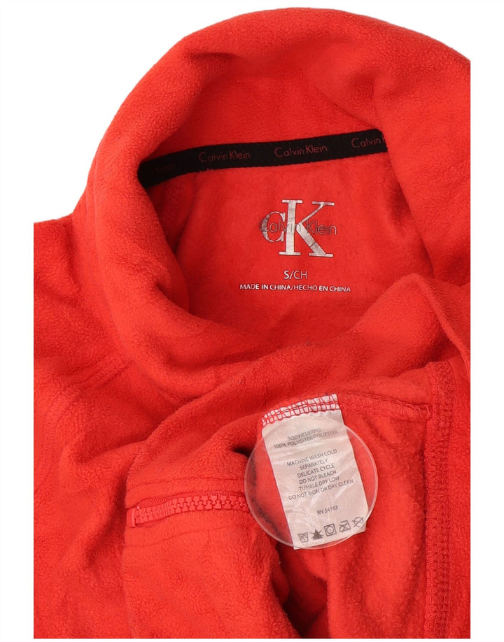 CALVIN KLEIN Ženska grafička jakna od flisa UK 10 Mala narančasta poliester
