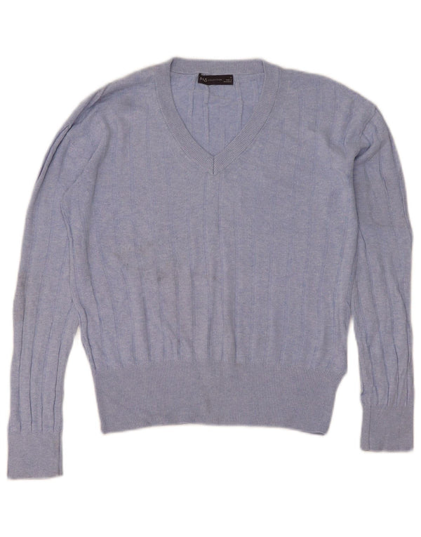 Marks & Spencer ženski džemper s V-izrezom UK 10 Small Blue