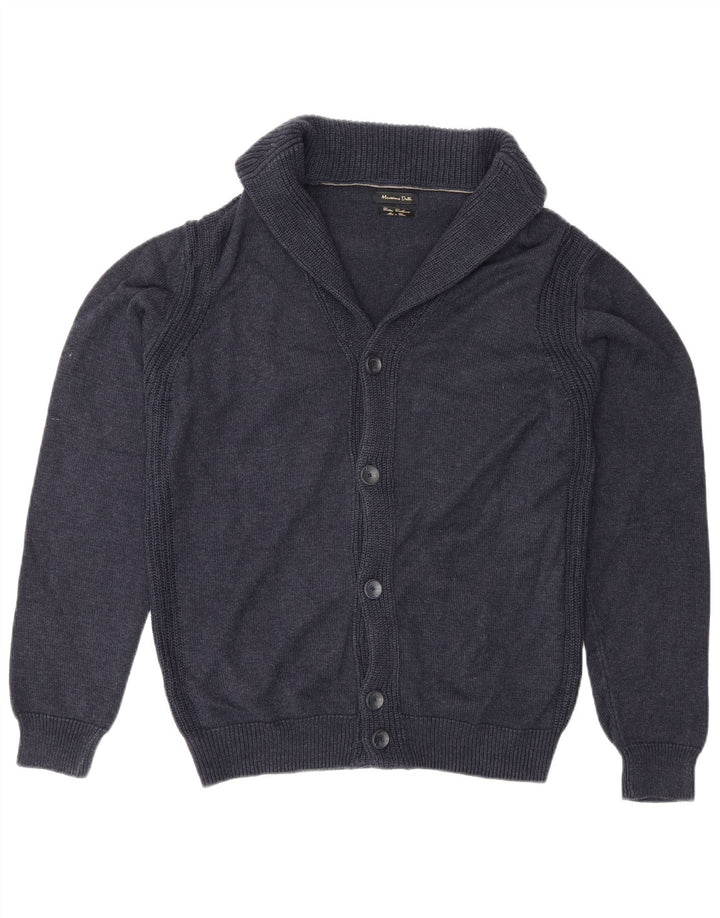 Massimo Dutti muški kardigan pulover srednje tamnoplave boje pamuka