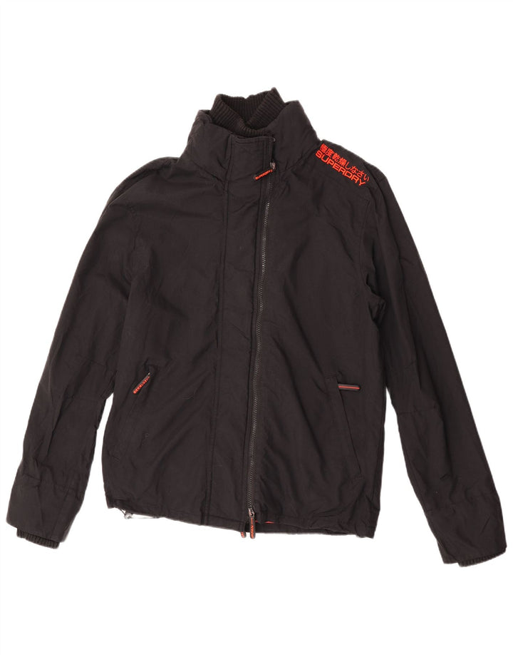 Superdry ženska kišna jakna UK 16 Veliki crni najlon