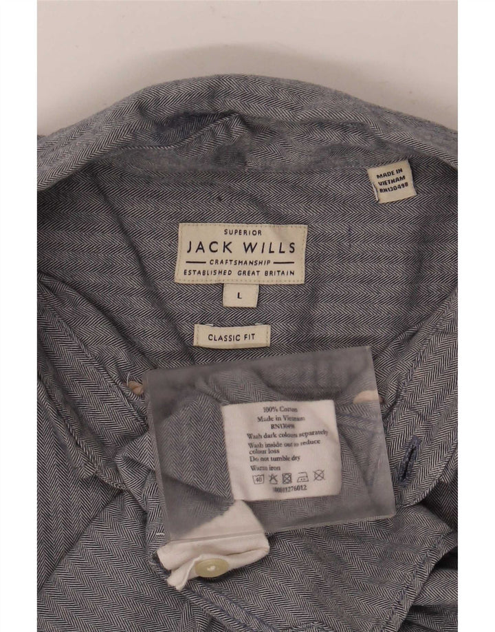 Jack Wills Klasična muška košulja velikog plavog pamuka s ribljom kosti
