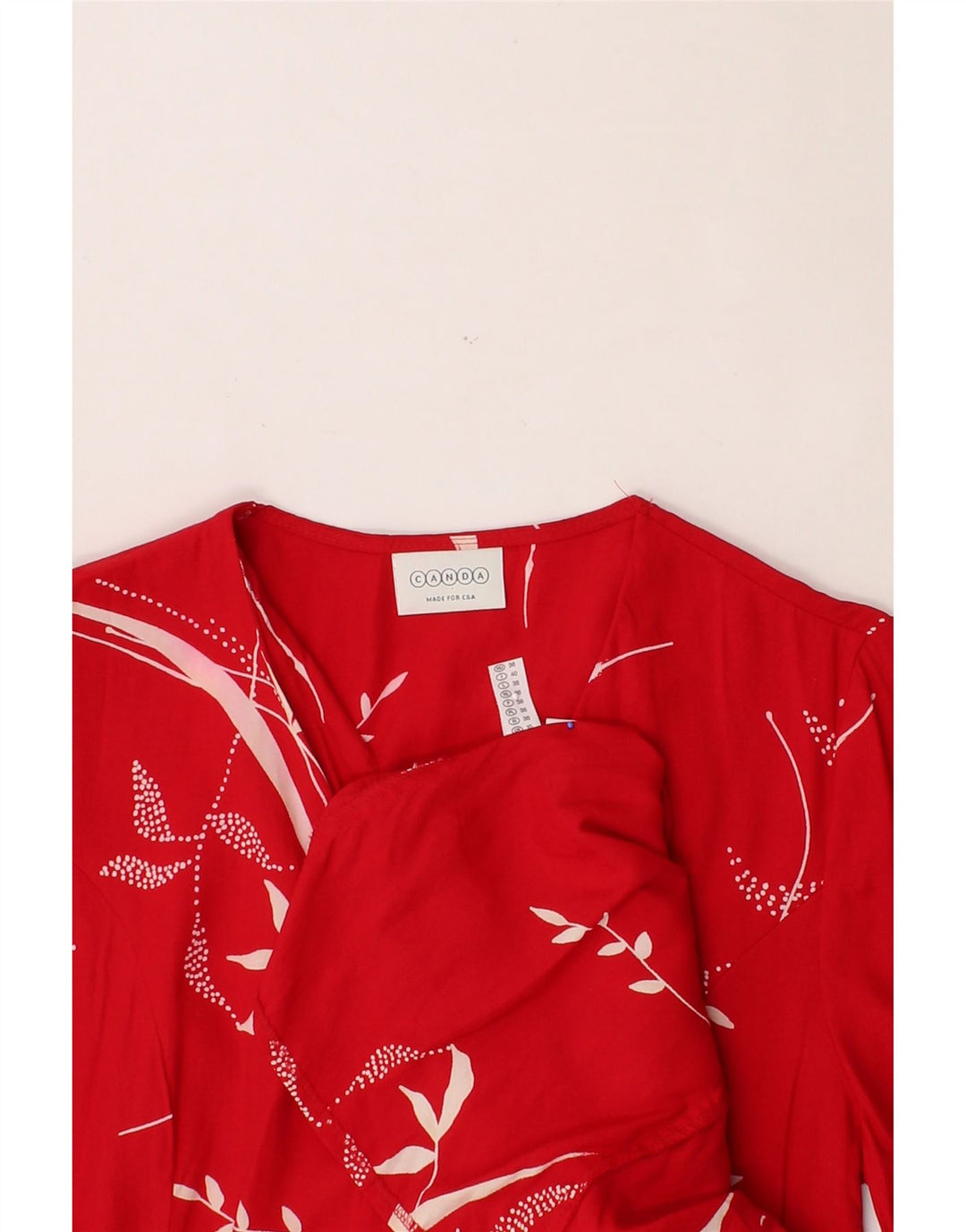 CANDA Womens Abstract Pattern Short Sleeves Shirt Dress UK 10 Small Red Vintage Canda and Second-Hand Canda from Messina Hembry 