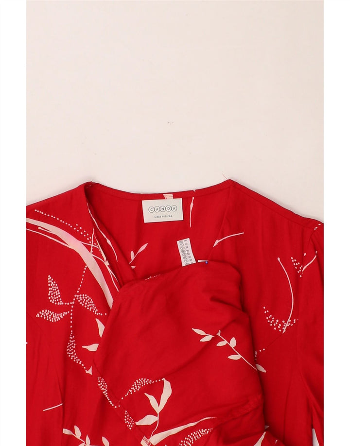 CANDA Womens Abstract Pattern Short Sleeves Shirt Dress UK 10 Small Red Vintage Canda and Second-Hand Canda from Messina Hembry 