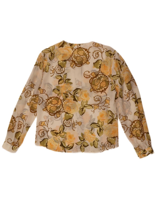 Vintage ženska prozirna košulja bluza UK 14 velika sivobijela cvjetna