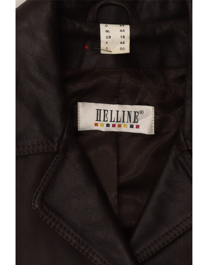 HELLINE Womens Leather Coat UK 18 XL Brown Leather Vintage HELLINE and Second-Hand HELLINE from Messina Hembry 