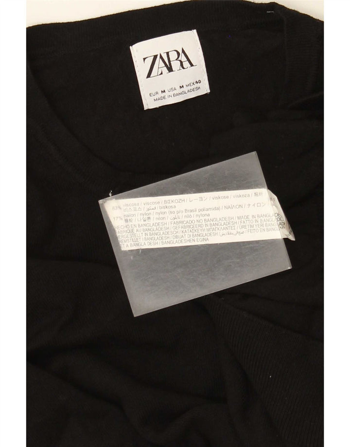Zara muški džemper s okruglim izrezom srednje crne viskoze