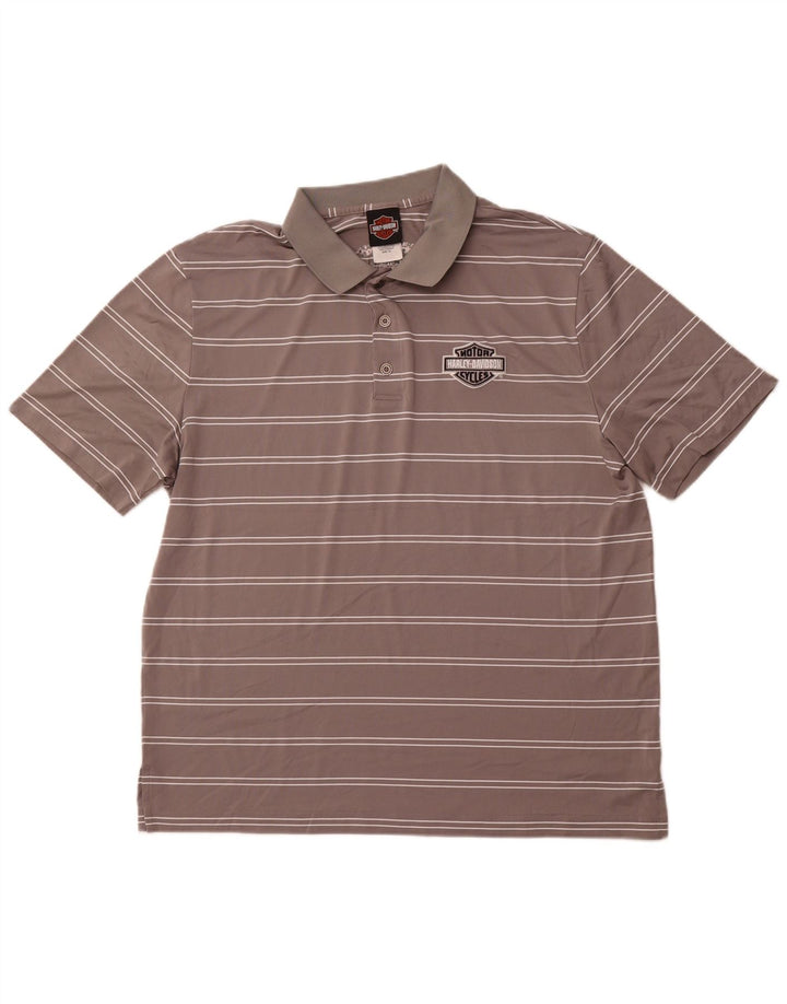 HARLEY DAVIDSON Muška polo majica XL sivi prugasti poliester