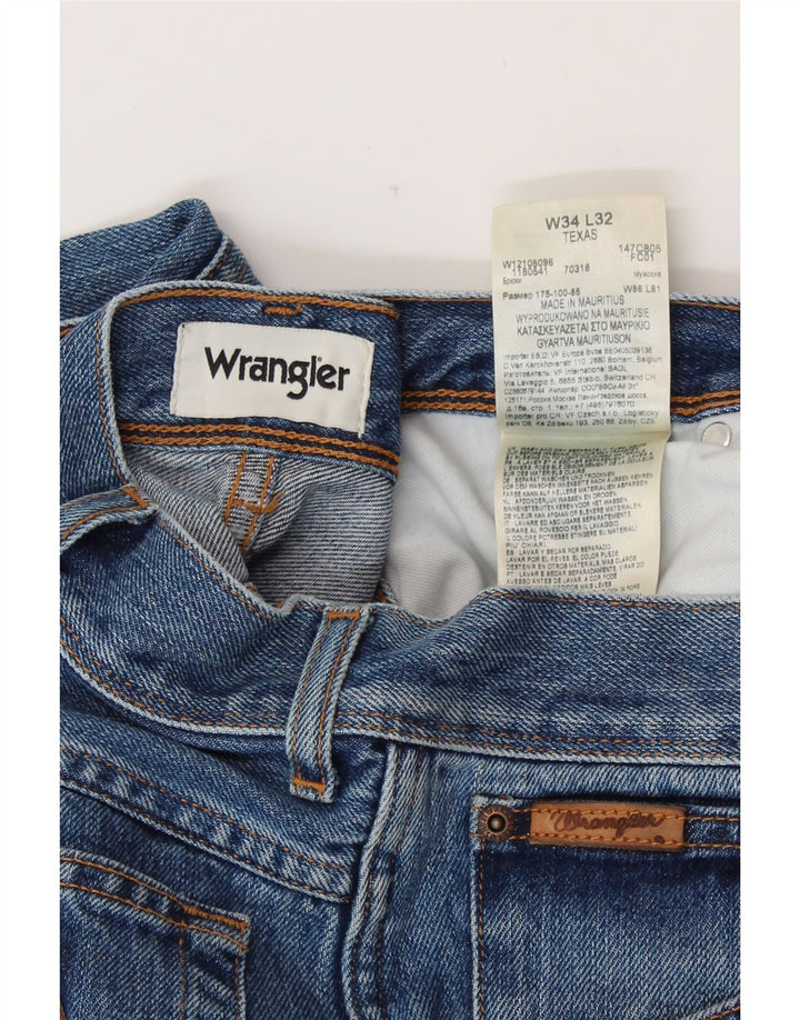 WRANGLER Muške Texas Straight Jeans W34 L32 Plavi pamuk