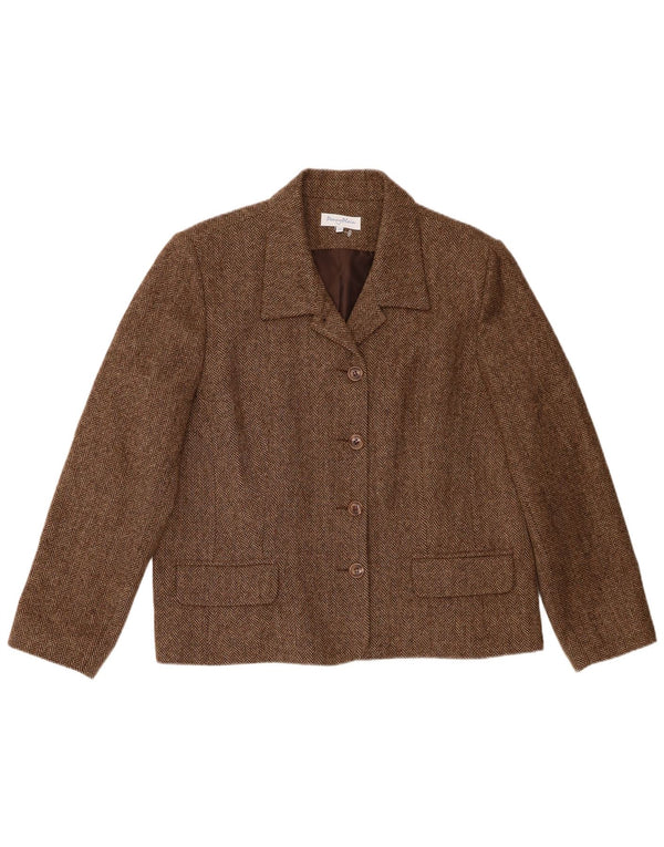 Obična ženska jakna s 4 gumba Penny UK 20 2XL smeđa vuna riblja kost