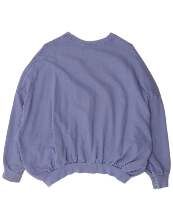 Zara Womens 3/4 Sleeve Oversized Sweatshirt Jumper UK 10 Small Blue Cotton