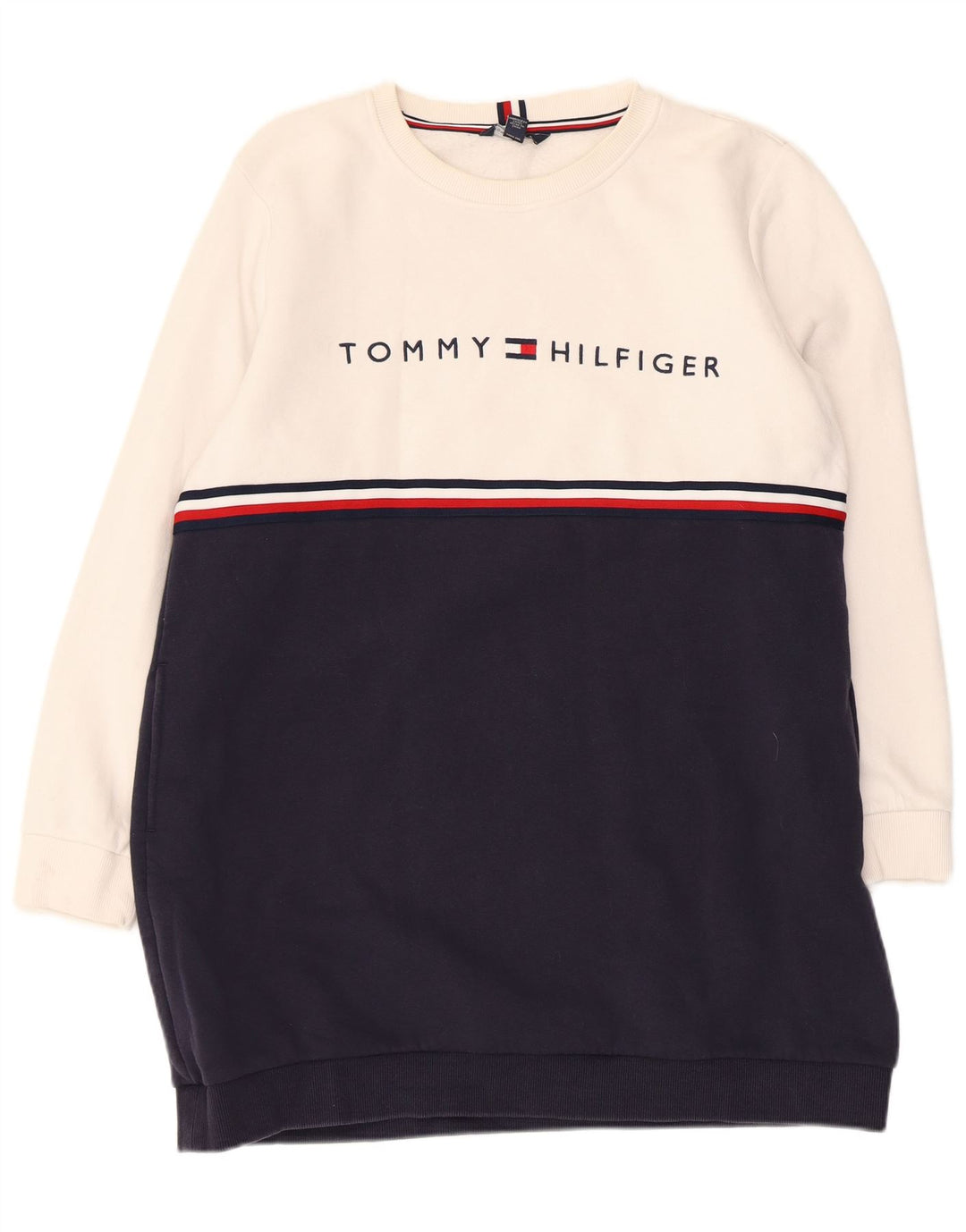 TOMMY HILFIGER Ženska džemper haljina s grafičkim motivima UK 16 Velika bijela boja
