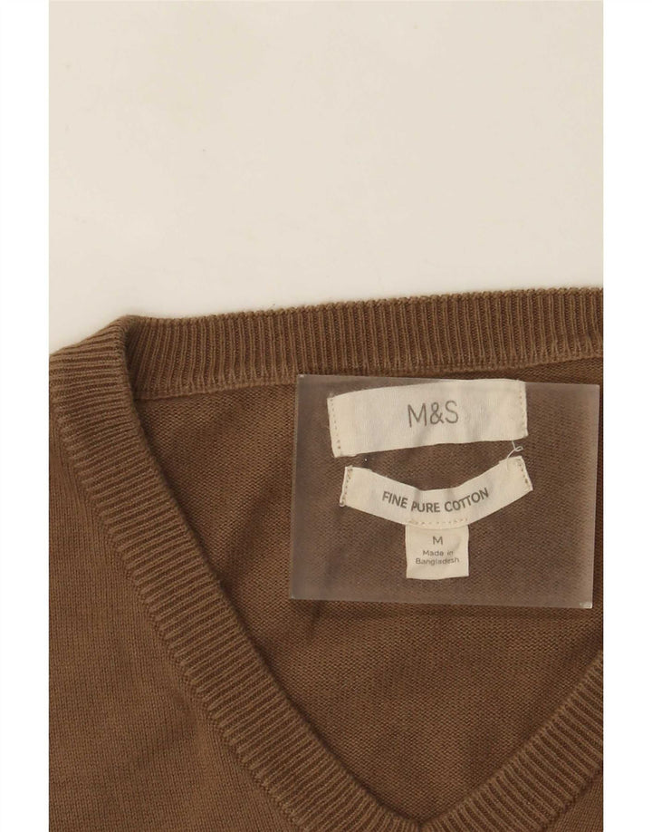Marks & Spencer muški džemper s V-izrezom, srednje smeđi pamuk