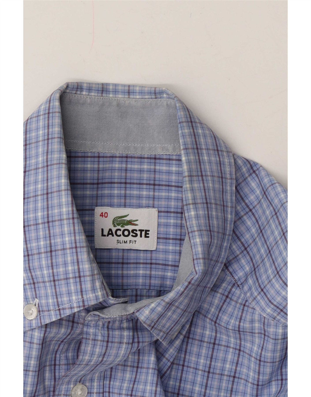 Lacoste muška uska košulja veličine 40 srednje plava karirana