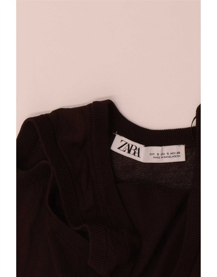 Zara ženski prsluk UK 8 Small Brown Viskoza
