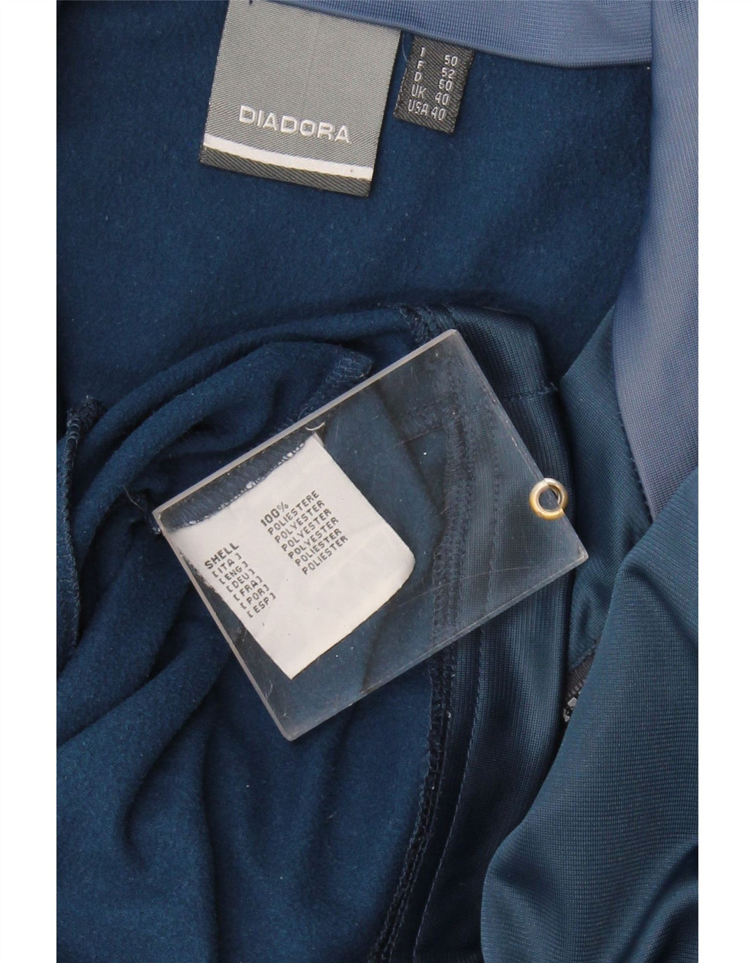 DIADORA Mens Tracksuit Top Jacket UK 40 Medium Navy Blue Colourblock