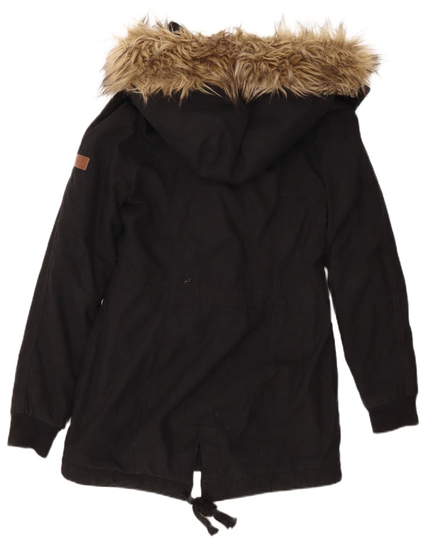 Hollister ženska šerpa parka jakna s kapuljačom UK 6 XS crni poliester